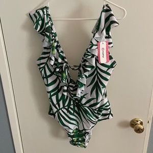 Palm one piece bathing suit